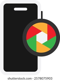  Camera Shutter Lens Icon Vector Flat Illustration