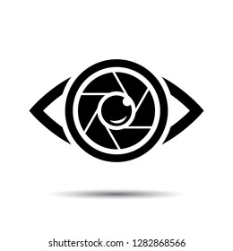 Camera Shutter, Lenses and Photo Camera Icon. Flat Photography logo, camera icon Vector