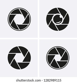 Camera Shutter, Lenses and Photo Camera Icons set. Photography logo, camera icon Vector