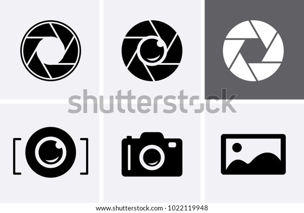 カメラのシャッター レンズ フォトカメラアイコンセット 写真のロゴ カメラアイコンベクター画像 のベクター画像素材 ロイヤリティフリー 1022119948
