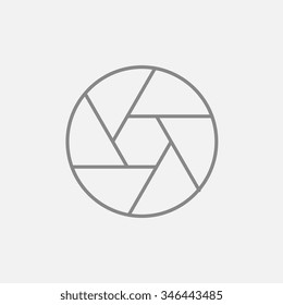Camera shutter line icon for web, mobile and infographics. Vector dark grey icon isolated on light grey background.