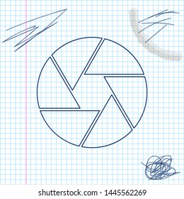 Camera shutter line sketch icon isolated on white background. Vector Illustration
