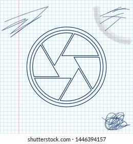 Camera shutter line sketch icon isolated on white background. Vector Illustration