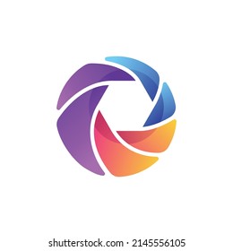 Camera shutter logo design in colorful style
