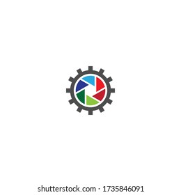 Camera shutter  logo gear illustration