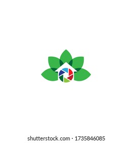 obturador de cámara,   ilustración de la casa de logotipo
