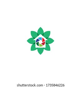 Camera shutter,   logo House illustration