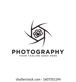 Camera shutter logo icon. Photograph logo template. Modern design on white background.