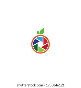 Camera shutter  logo orange illustration