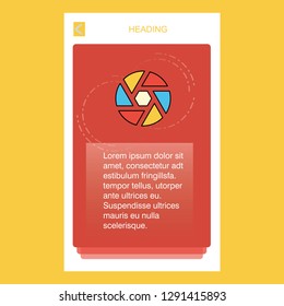 Camera shutter mobile vertical banner design design. Vector