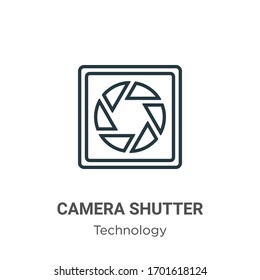 Camera shutter outline vector icon. Thin line black camera shutter icon, flat vector simple element illustration from editable technology concept isolated stroke on white background