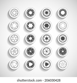 camera shutter paper icon set, vector eps10.