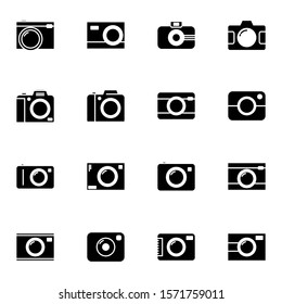 Camera, shutter, photograph icon set. simple studio camera solid icon sign concept. 