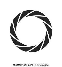Camera shutter photography icon aperture. Focus vector black lens zoom digital design.