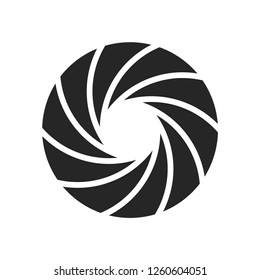 Camera shutter photography icon aperture. Focus vector black lens zoom digital design.