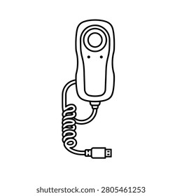 Camera shutter release remote control outline icon for photography accessories, 
