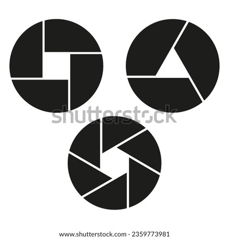 Camera Shutter. Set of camera lens icons. On off button.Vector illustration. EPS 10.