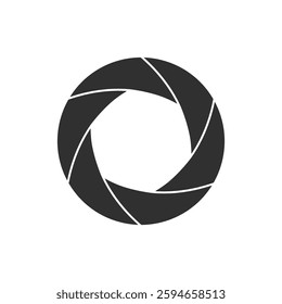 Camera shutter sign. Logo, symbol, icon. Black on transparent background, isolated, single. Flat vector illustration. 