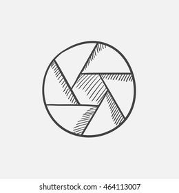Camera shutter sketch icon for web, mobile and infographics. Hand drawn vector isolated icon.