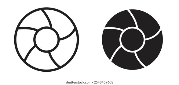 Camera shutter vector icon set in black.