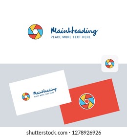 Camera shutter vector logotype with business card template. Elegant corporate identity. - Vector