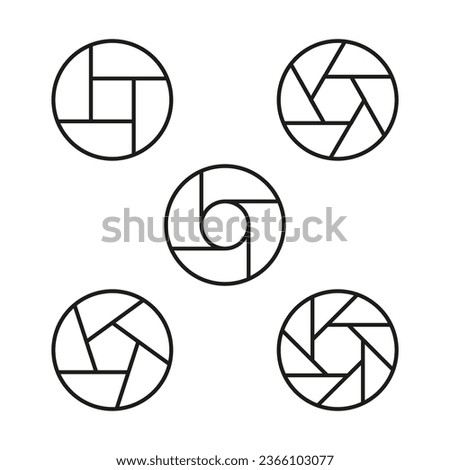 Camera shutters. Shutter symbols. Icons for photography concepts. Vector illustration. EPS 10.