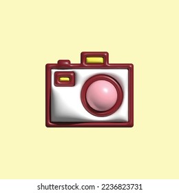 Camera sign icon in cartoon 3d style simple elegant cute. for business icon needs
