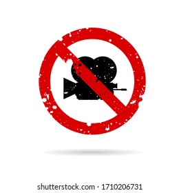 camera sign in red color design illustration on white