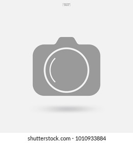 Camera sign and symbol. Photo icon or image icon with soft shadow for template design. Vector illustration graphic idea.