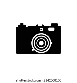 Camera Silhouette. Black and White Icon Design Element on Isolated White Background