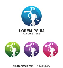 Camera silhouette colorful logo design vector