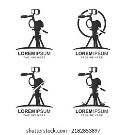 Camera silhouette logo design vector