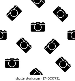 Camera silhouette seamless pattern isolated in white color for fabric textile or wallpaper