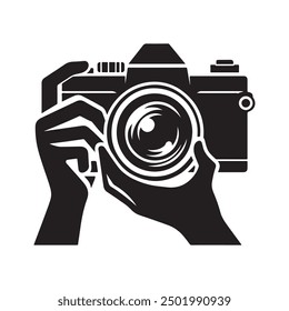 Camera Silhouette vector art illustration