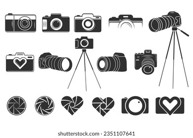 Camera Silhouette Vektor-Paket, Fotograf Silhouette-Paket, Kamerasymbol, Kamera-Vektorpaket, Fotografensymbol, World Fotografy Bundle, World Fotografy Day, Fotografen-Logo, Icon