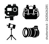 Camera Silhouette Vector Illustrations Set-1