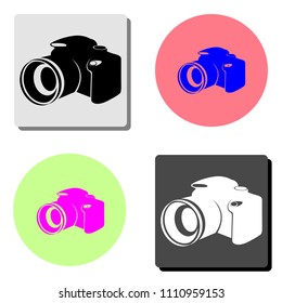 camera. simple flat vector icon illustration on four different color backgrounds