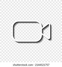 Camera simple icon vector. Flat desing. White with shadow on transparent grid.ai