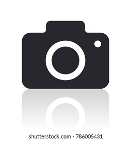 Camera simple vector icon with reflection.