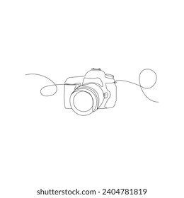 Camera single continuous line drawing. Continuous line draw design graphic vector illustration
