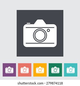 Camera. Single flat icon on the button. Vector illustration.