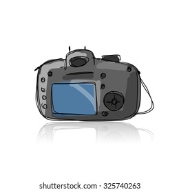 Camera, sketch for your design. Vector illustration