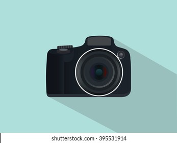 camera slr dslr isolated with flat style and long shadow