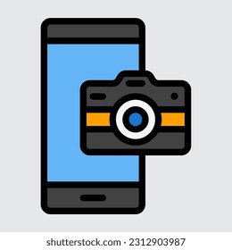 Camera smartphone filled line icon, use for website mobile app presentation