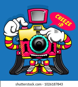 camera smile film street colorful happy funny cute character design cartoon