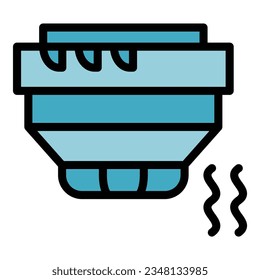 Camera smoke detector icon outline vector. Home system. House control color flat