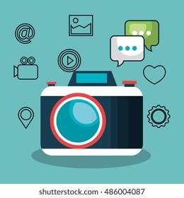 camera social media design isolated