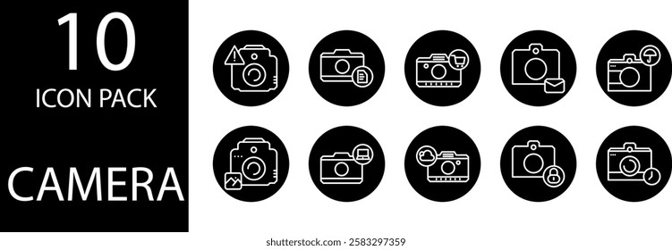camera Solid Editable Icons set, A collection of solid camera vector icons with neat details and an aesthetic appearance, providing high-quality design results.
