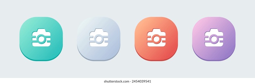 Camera solid icon in flat design style. Capture buttons signs vector illustration.