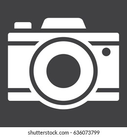 Camera solid icon, Travel and tourism, vector graphics, a filled pattern on a black background, eps 10.